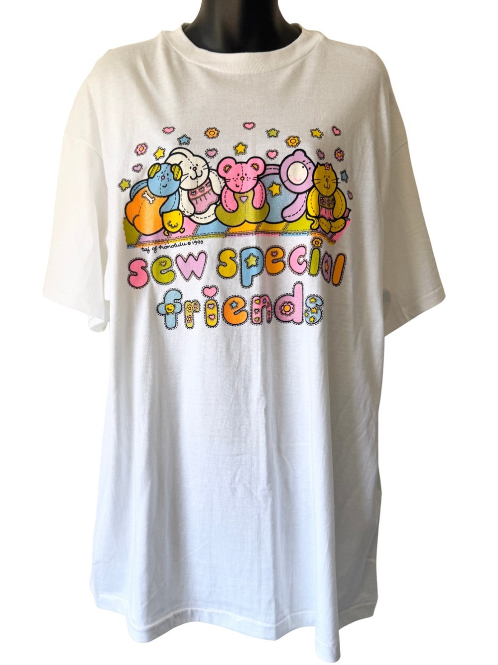 Taj of Honolulu Clubhouse Sew Special Friends Colorful Graphic T-shirt Womens XL